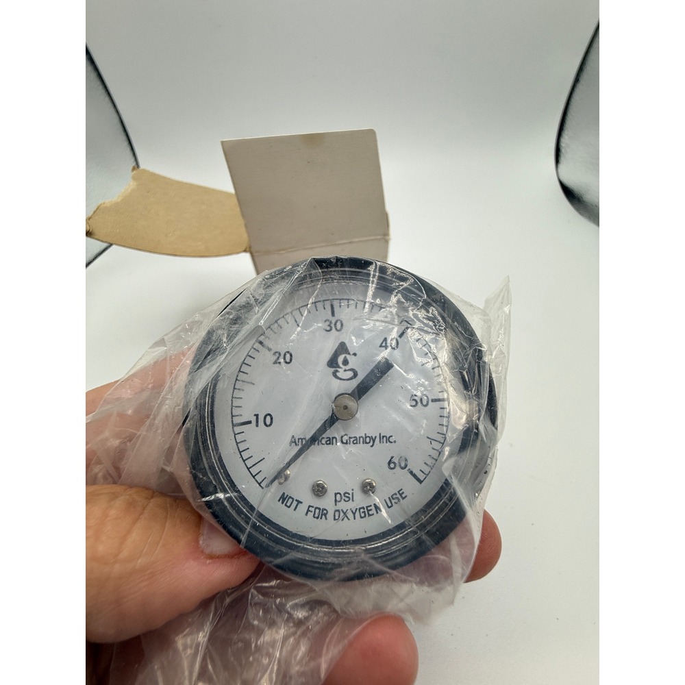 American Granby Inc Pressure Gauge 0-60 PSI 2 Inch Dial Brass Connection NEW